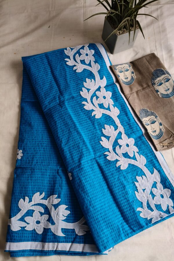 Azure Blue Shade Applique Kota Saree